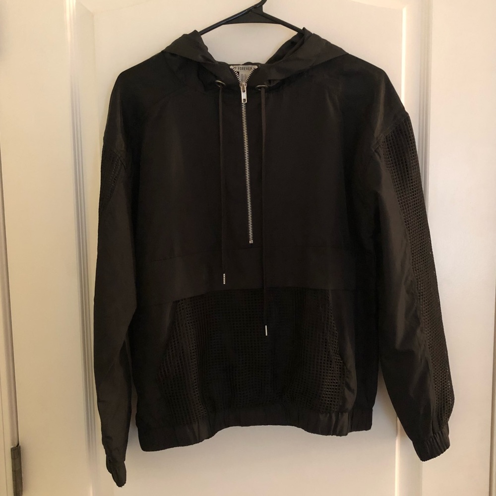 Black windbreaker jacket